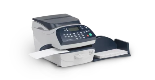 a AS145 Mailmark Franking Machine printer with a paper tray